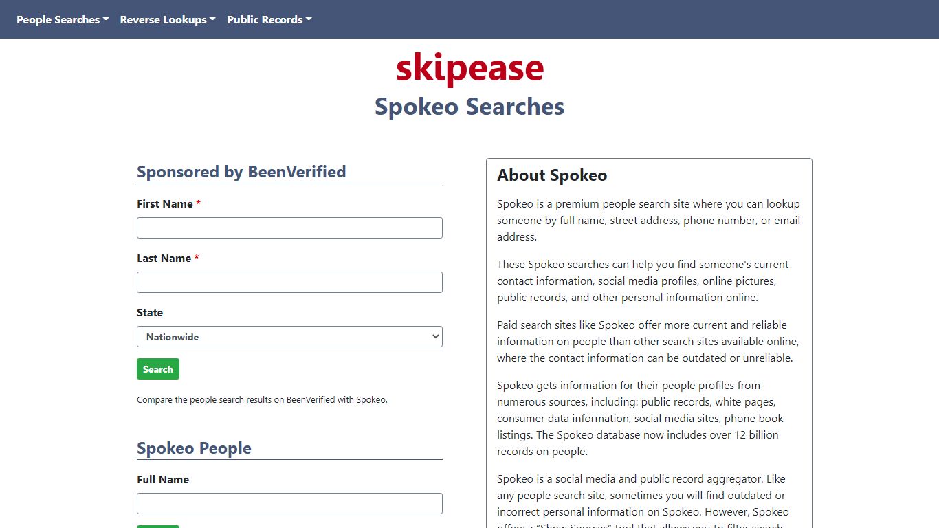 The Spokeo Searches | Skipease